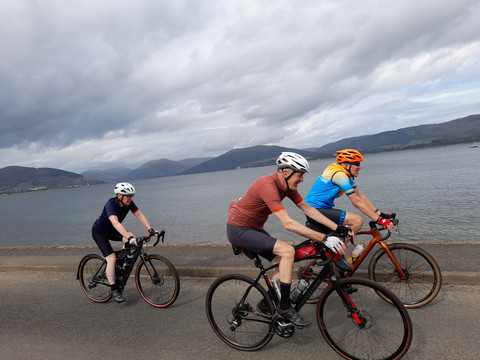 three cyclist approaching Rothesay